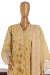 Bin Saeed Stitched 3 Piece Luxury Plain Cotton Collection-LF-019-B-Cream
